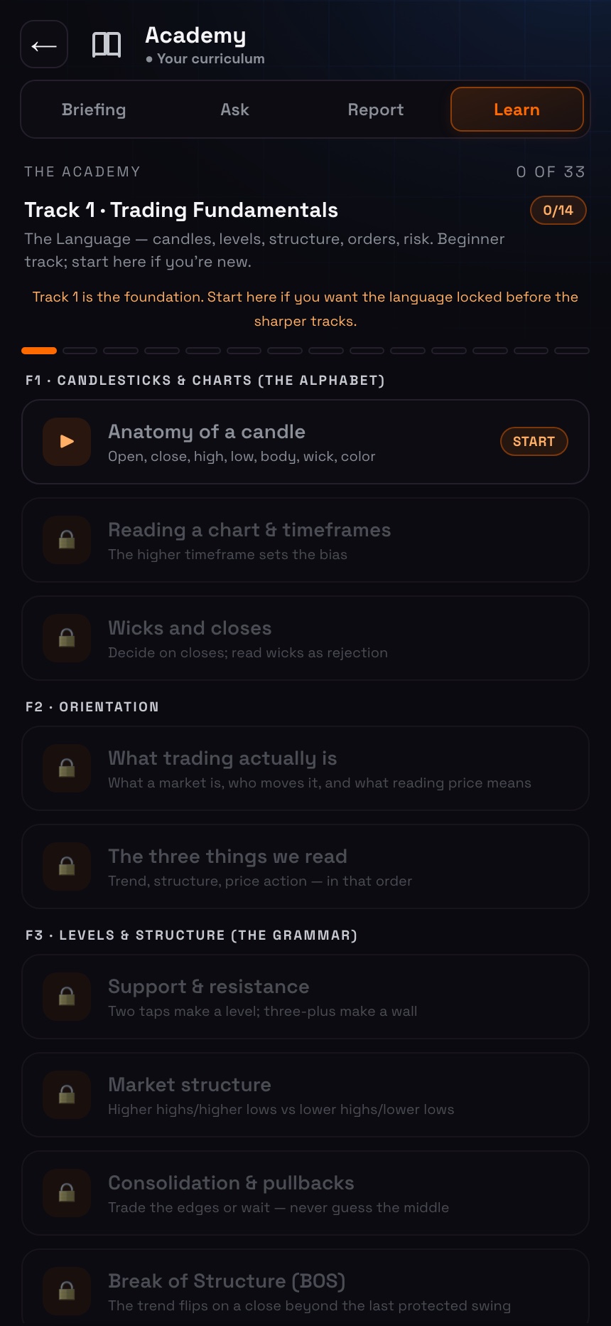 The Academy: two tracks of lessons